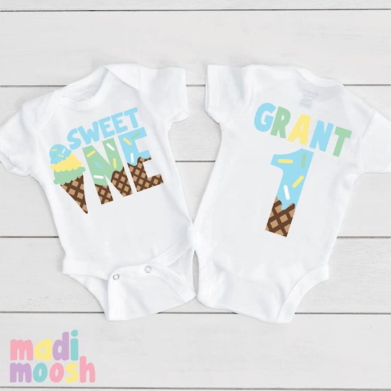 Sweet One Ice Cream Birthday Shirt for Boys | 1st Birthday Bodysuit | Ice Cream Party Tee | First Birthday Outfit