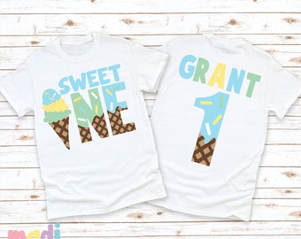 Sweet One Ice Cream Birthday Shirt for Boys | 1st Birthday Ice Cream Tee | Boys First Birthday Outfit | Toddler Birthday Shirt