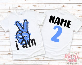 I Am Two Retro Peace Sign Birthday Shirt | Second Birthday Shirt | 2nd Birthday T-Shirt | Peace Birthday Shirt