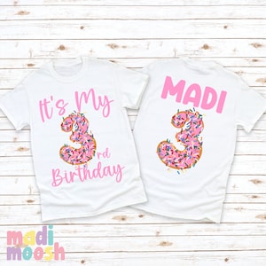 C'est mon 3e anniversaire de fille de thème beignet | Chemise d'anniversaire donut pour fille | T-shirt troisième anniversaire pour enfants | -shirt d'anniversaire Sprinkles | 3e anniversaire