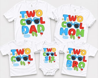 Two Cool Pool Party Birthday Family Matching Shirts – Dad, Mom, Bro & Sis Summer Birthday Tees