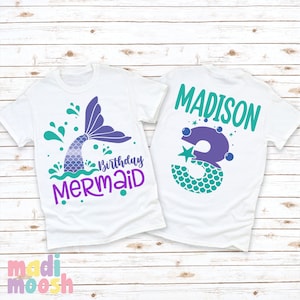 Girls Birthday Mermaid Birthday Shirt | Girls Mermaid Theme Birthday Shirt |Girls  Birthday |  Birthday Tee | Any Age Birthday