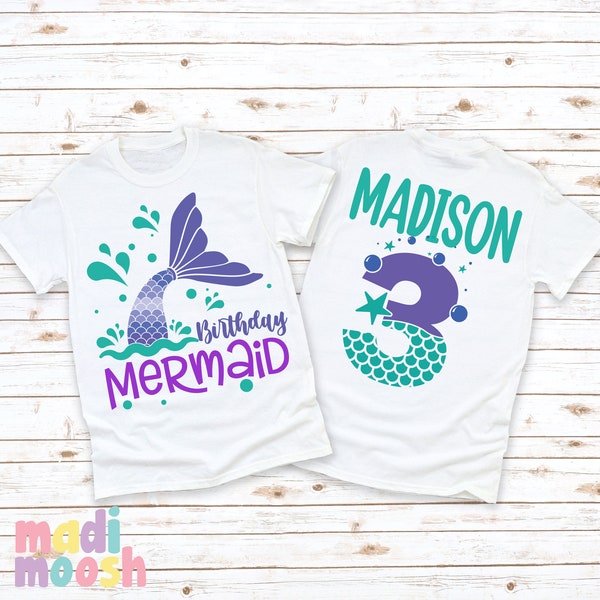 Mermaid Birthday Tee | Girls Unique Birthday Shirt | Kids Birthday |  Birthday Tee | Any Age Birthday