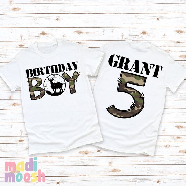 Deer Hunting Birthday Boy Tee | Birthday Boy Shirt | Deer Birthday Boy Tee | Any Age Birthday Tee