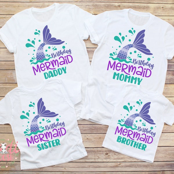 Family Mermaid Birthday Shirts, Family Birthday Girl Shirts, Mom and Dad Birthday Shirts, Girls Birthday Shirts, Birthday Shirts