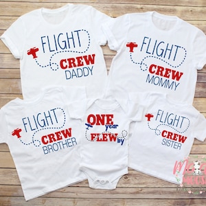 Airplane Birthday Shirt, Mom And Dad Flight Crew Shirt, Matching Family Birthday Shirts, One Year Flew By Family Birthday Shirts