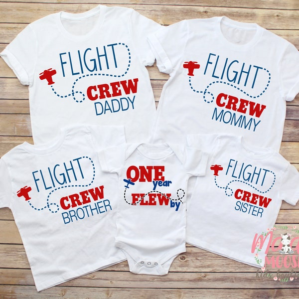 Airplane Birthday Shirt, Mom And Dad Flight Crew Shirt, Matching Family Birthday Shirts, One Year Flew By Family Birthday Shirts