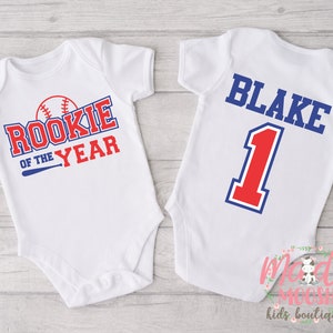 Baseball First Birthday Bodysuit – “Rookie of the Year” Personalized Baby Boy Outfit