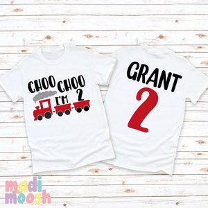 Choo Choo I'm 2 Birthday Tee | Train Birthday Shirt | Train Tracks Birthday Boy Tee | 2nd Birthday Tee
