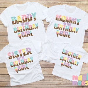 Ice Cream Birthday Girl Shirt: Family Matching Cotton-Poly Raglan Tee