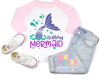 Girls Birthday Mermaid Theme Shirt | Girls Mermaid Birthday Shirt | Any Age Birthday Shirt | GIrls Birthday Shirt | Birthday Girl Shirt