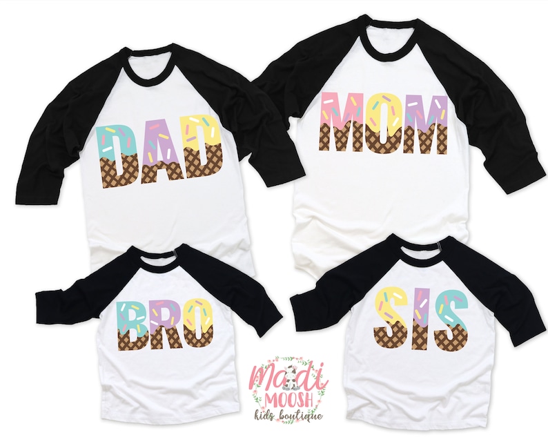 Family Ice Cream Birthday Shirts, Mom Dad Bro Sis Family Ice Cream Birthday Shirts, Matching Ice Cream Birthday Shirts, Girls Birthday Shirt image 2