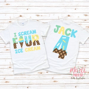 I Scream FOUR Ice Cream Shirt | Boys Birthday Shirt | 4th  Birthday Shirt | Fourth Birthday Shirt| Ice Cream Birthday Boy Shirt