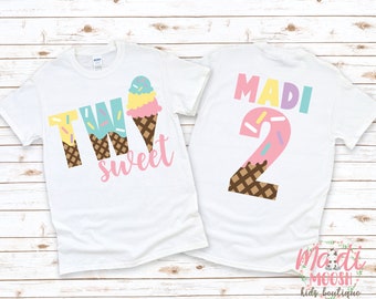 Two Sweet Girls Ice Cream Birthday Shirt | 2nd Girls Birthday Shirt | Sprinkles Birthday Shirt | Ice Cream Birthday Shirt | Girls Birthday