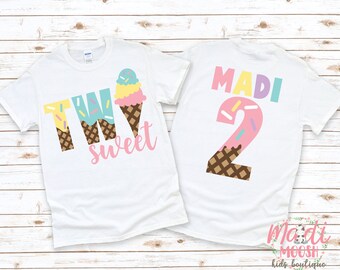 Two Sweet Girls Ice Cream Birthday Shirt | 2nd Girls Birthday Shirt | Sprinkles Birthday Shirt | Ice Cream Birthday Shirt | Girls Birthday