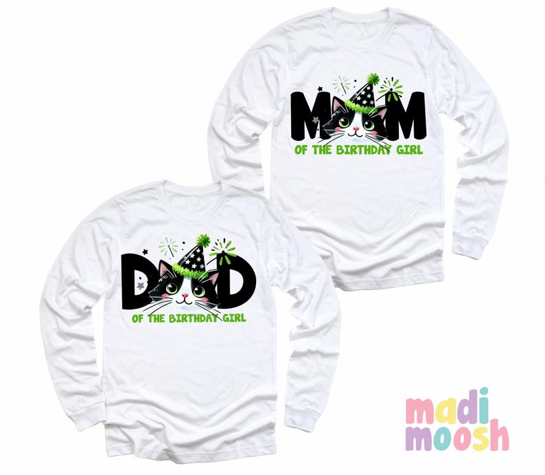 Cat Family Birthday Shirts, Cute Cat Themed Birthday Tee, Matching