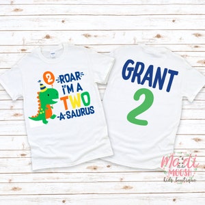 T-Rex Birthday Shirt | 2nd Birthday Shirt | I'm Two Hear Me Roar Birthday Shirt | 1st Birthday Shirt | Dinosaur Birthday Shirt