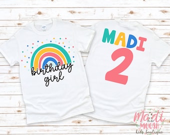 Girls Personalized Rainbow Birthday Shirt | Any Age  Birthday Shirt | Girls Birthday T-Shirt | Rainbow Theme Birthday | Birthday Girl Shirt
