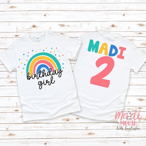 Rainbow Birthday Shirt Any Age Birthday Shirt Girls Etsy