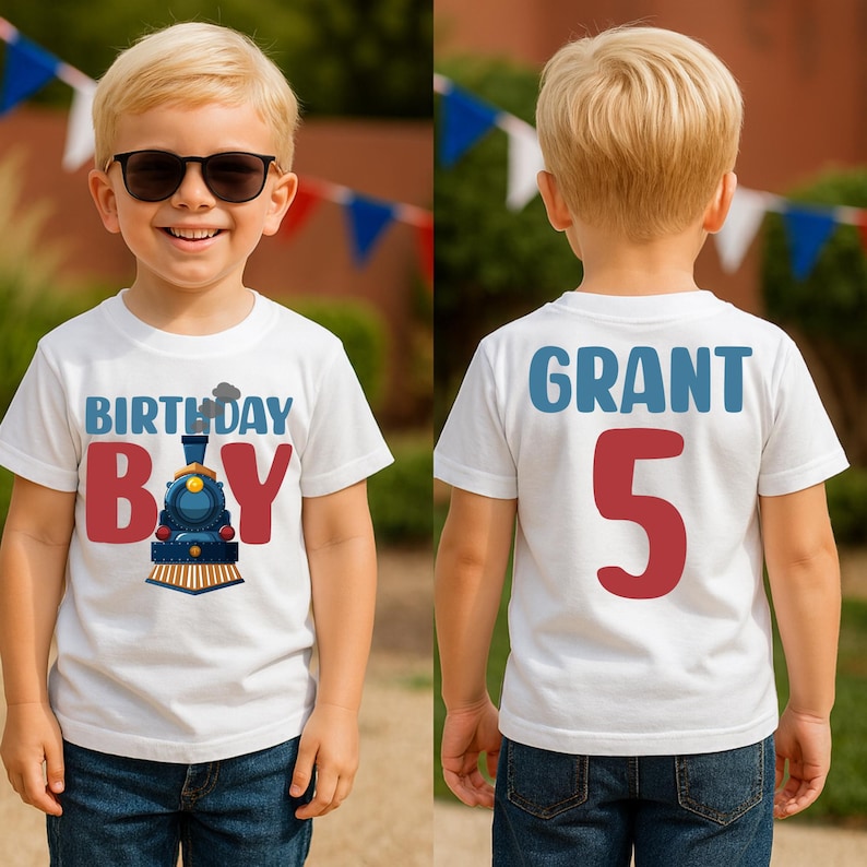 Train Birthday Boy Shirt | Boys Birthday Train Shirt | Locomotive Birthday T-Shirt | Kids Birthday Shirt | Birthday Boy Shirt image 1