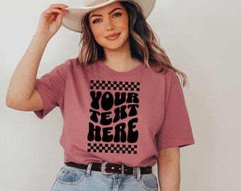 Custom Text T-Shirt, Personalized Tee, Make Your Own Shirt, Mushrooms Vintage Shirts, Retro Goofy Hippie Custom Gift, Customized Apparel