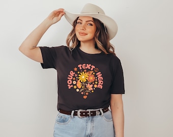 Custom Text T-Shirt, Personalized Tee, Make Your Own Shirt, Mushrooms Vintage Shirts, Retro Goofy Hippie Custom Gift, Customized Apparel