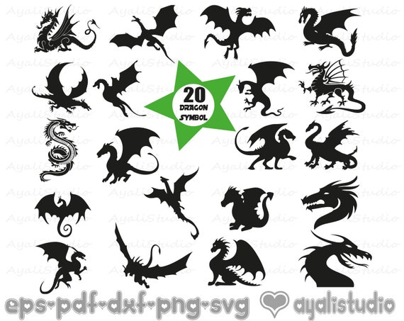 Dragon SVG Dragon Clipart Dragon Silhouette Cutting Files | Etsy