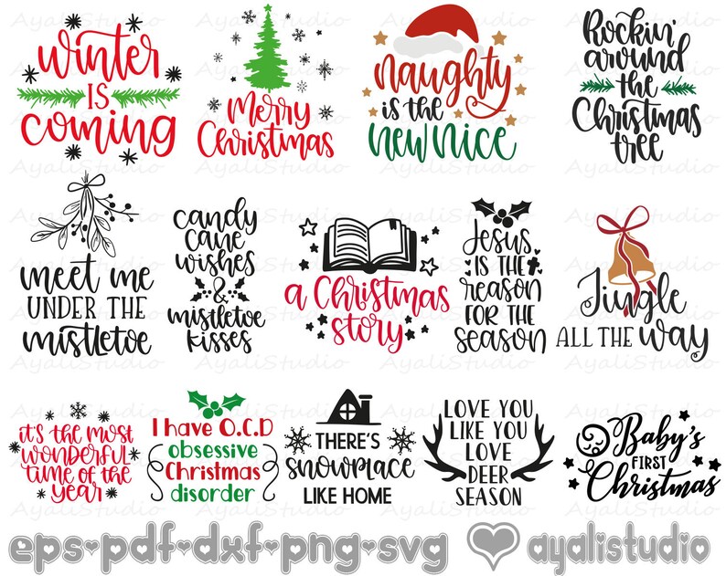 Download Free 14 Pieces Christmas Svg Bundlechristmas Svg Filechristmas Etsy SVG DXF Cut File