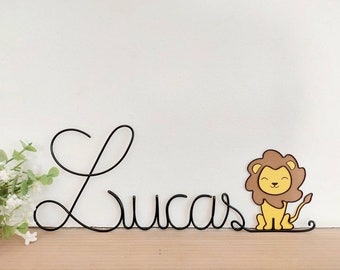 Prénom personnalisable en fil de fer - Mufasa le lion - Décoration chambre bébé enfant