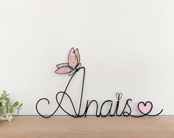 Customizable first name in wire - Liberty the butterfly - Baby child room decoration