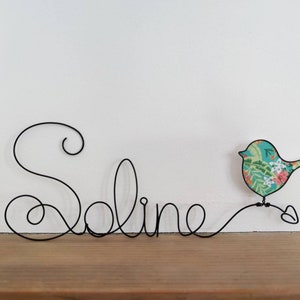 Customizable name in wire Bird Decoration baby room child image 3