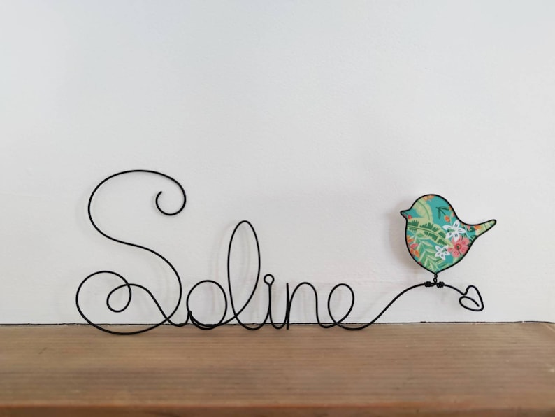Customizable name in wire Bird Decoration baby room child image 3