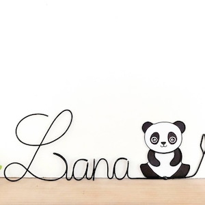 Customizable wire first name - Kola the panda - Baby room decoration