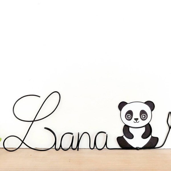 Nombre personalizable en alambre - Kola the panda - Decoración habitación para bebés