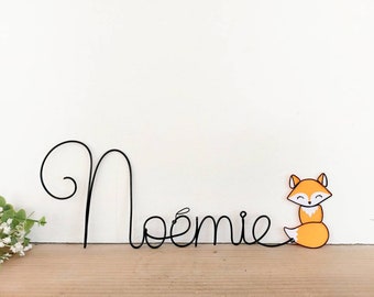 Prénom personnalisable en fil de fer - Décoration chambre bébé - Foxy le renard