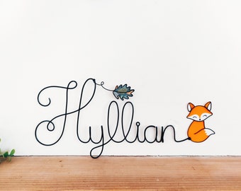 Customizable first name in wire - Rox in autumn - Baby child room decoration