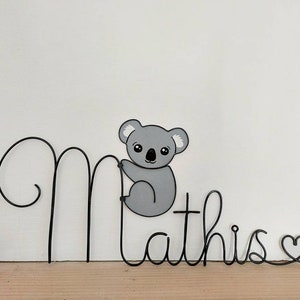 Nombre de alambre personalizable - Nougat el Koala - Decoración habitación bebé y niño