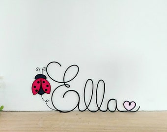 Personalized wire name - Belle the ladybug - Baby/child's room decoration