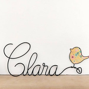 Customizable name in wire Bird Decoration baby room child image 2