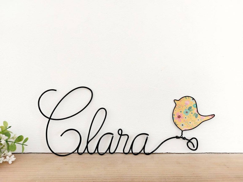 Customizable name in wire Bird Decoration baby room child image 2