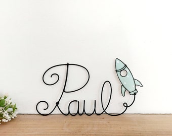 Customizable first name in wire - Baby room decoration - Rocket