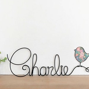 Customizable name in wire Bird Decoration baby room child image 1