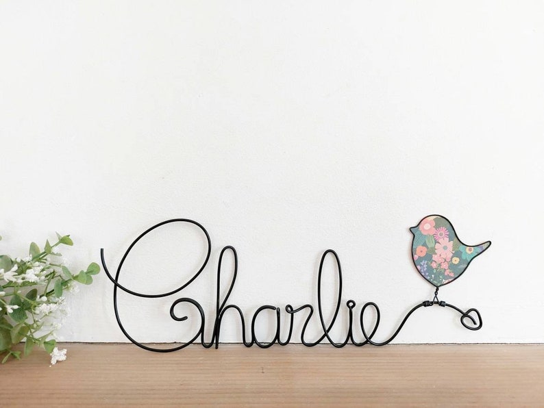 Customizable name in wire Bird Decoration baby room child image 1