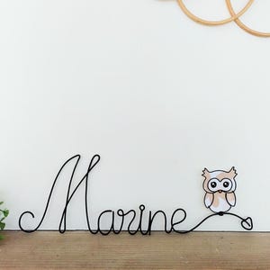 Customizable wire first name - Baby room decoration - Owl