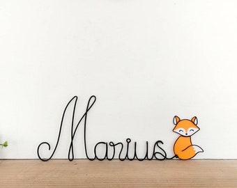 Customizable first name in wire - Baby room decoration - Rox the fox