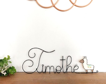 Personalized wire name - Noah the llama - Baby/child's room decoration