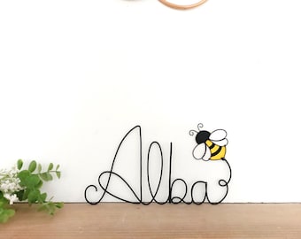 Personalized wire name - Bee - Baby room decoration
