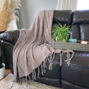 Dark Gray Soft Knit Throw Blanket, 100% Cotton, Living Room Blankets, Cozy Decor, Light Weight Blanket, Cozy Bedroom, All Season Blankets