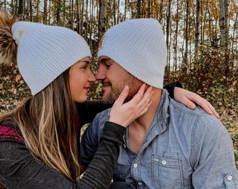 Hubby and Wifey Beanies, Mr. and Mrs. Matching Hats, Winter Hats, Matching Beanies, Pompom Beanies, Wedding Gifts, Winter Wedding, Christmas