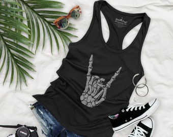 Skeleton Hand Vintage Halloween Women&#39;s Basic Racerback Tank Top - SH14P